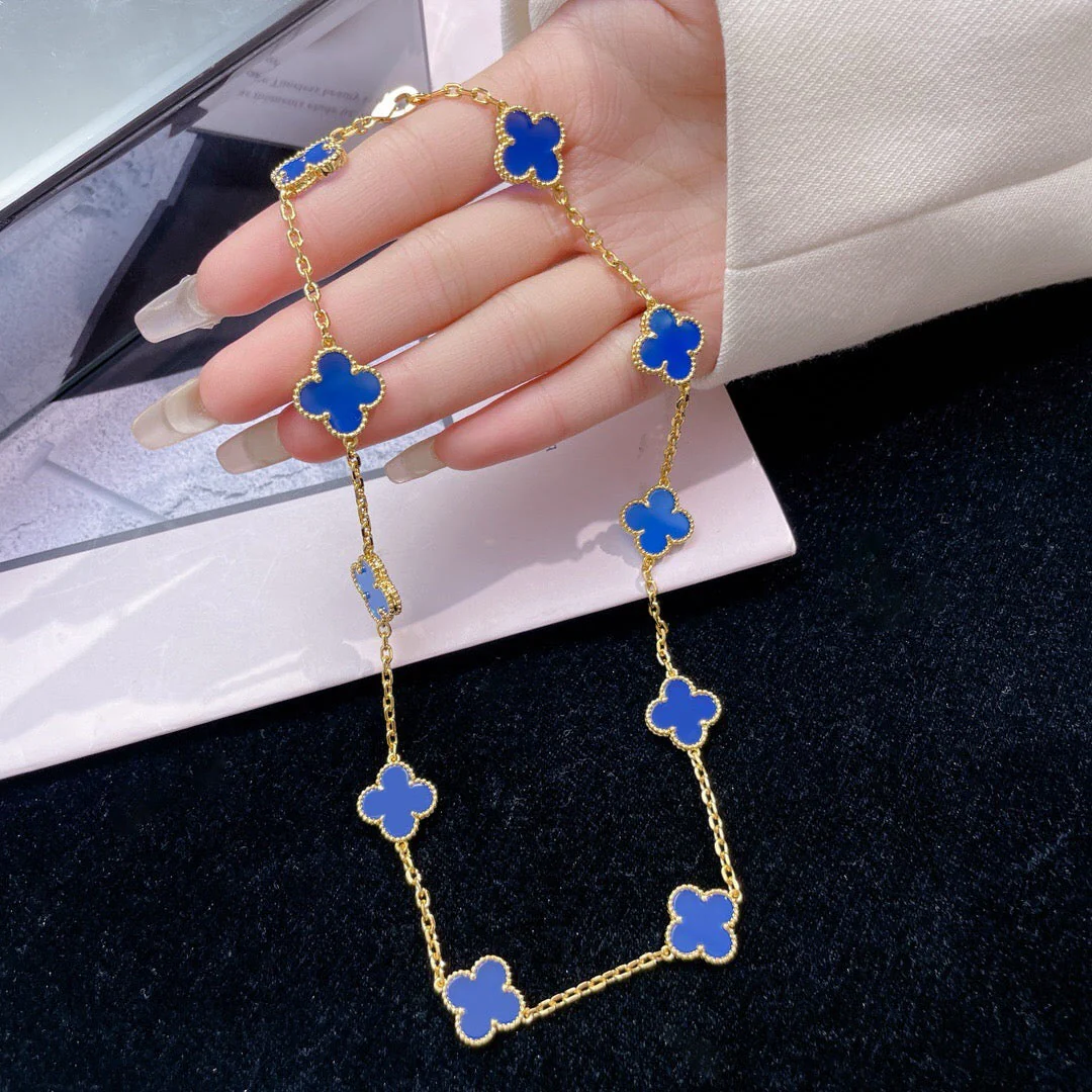 [Van Cleef & Arpels] 10 MOTIFS BLUE AGATE NECKLACE