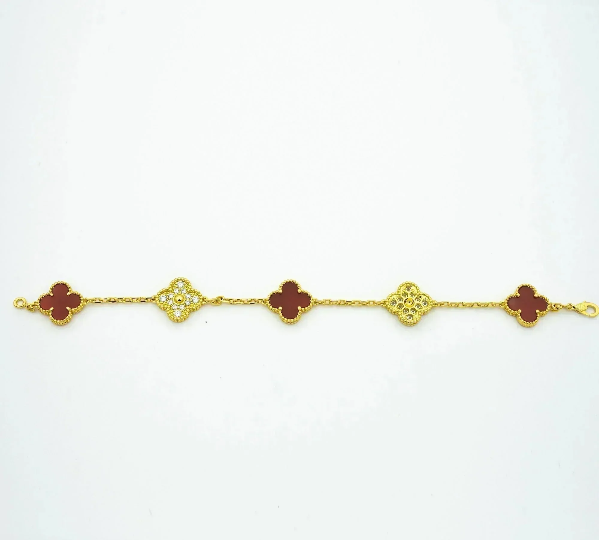 [Van Cleef & Arpels] 5 MOTIFS CARNELIAN DIAMOND BRACELET