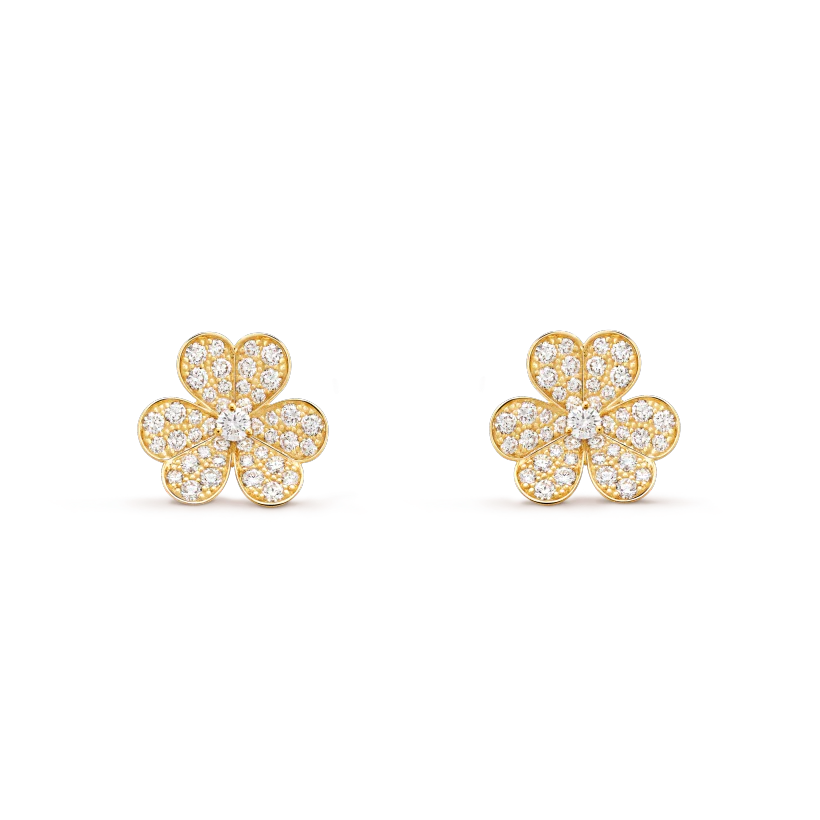 [Van Cleef & Arpels]FRIVOLE GOLD FLOWER DIAMOND EARRINGS