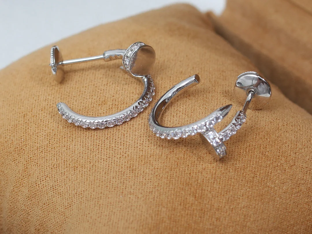 [Cartier]JUSTE EARRINGS 12.75MM SILVER DIAMOND