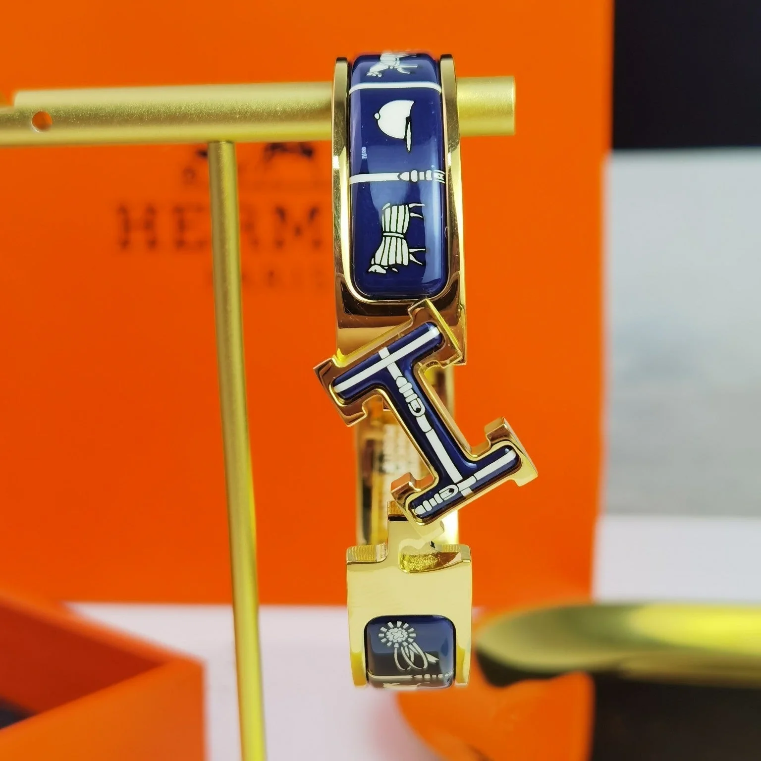 [Hermes]H COUVERTURES DARK BLUE BRACELET