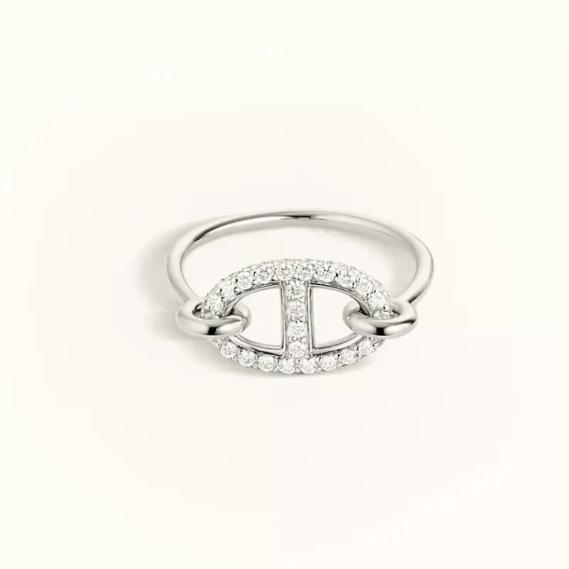 [Hermes]RONDE SMALL SILVER DIAMOND RING