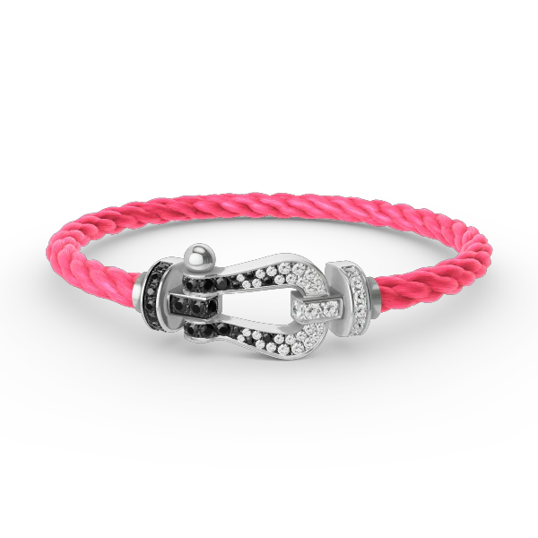 [Fred]FORCE LARGE HORSESHOE BLACK WHITE DIAMOND BRACELET SILVER