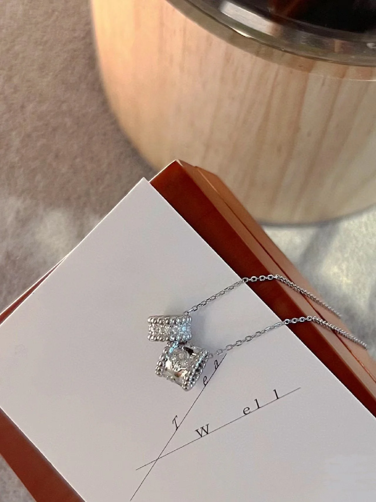 [Van Cleef & Arpels]PERLEE DOUBLE PENDANT SILVER DIAMOND NECKLACE