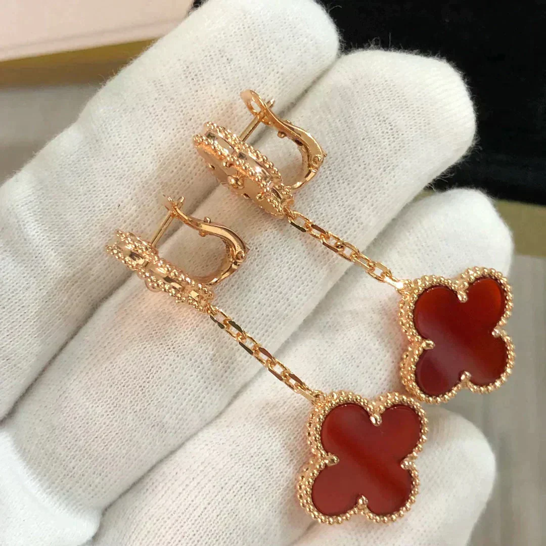 [Van Cleef & Arpels] 2 MOTIF  LASER CARNELIAN EARRINGS