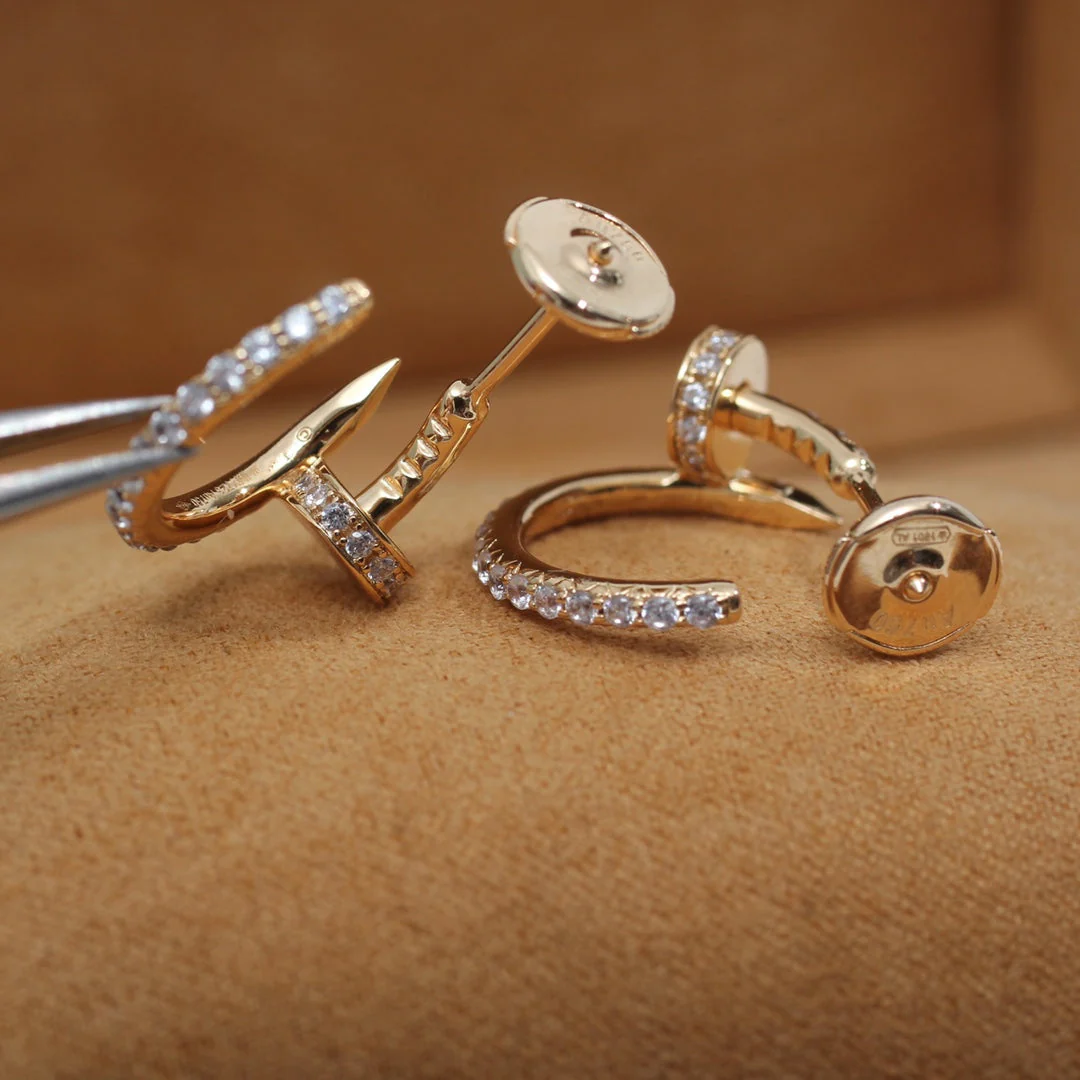 [Cartier]JUSTE EARRINGS 12.75MM PINK GOLD DIAMOND