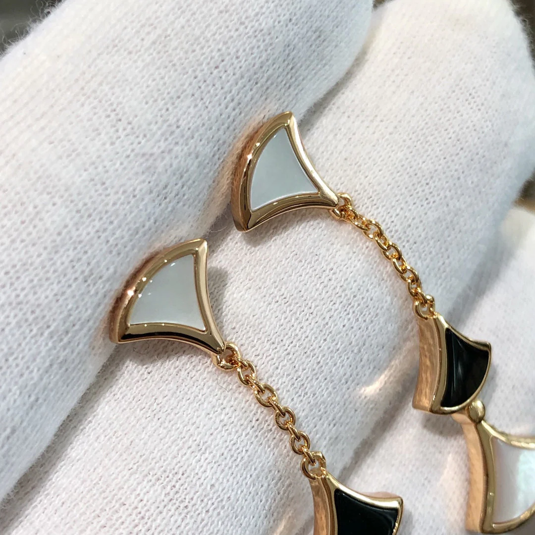 [Bulgari]DREAM EARRINGS 3 MOTIFS ONYX MOP PINK GOLD