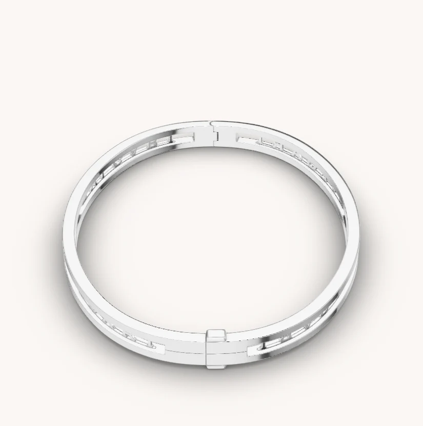 [Bulgari]ZERO 1 SPIRAL LOGO SILVER BRACELET