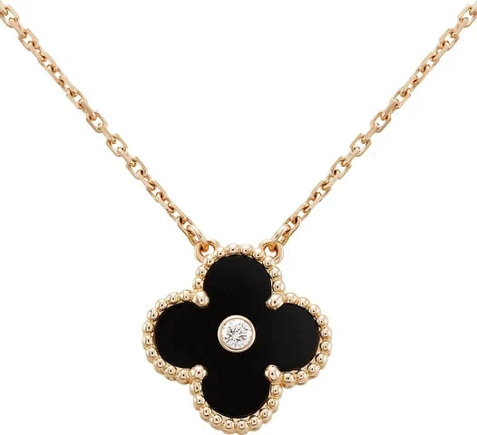 [Van Cleef & Arpels] 15MM DIAMOND ONYX NECKLACE