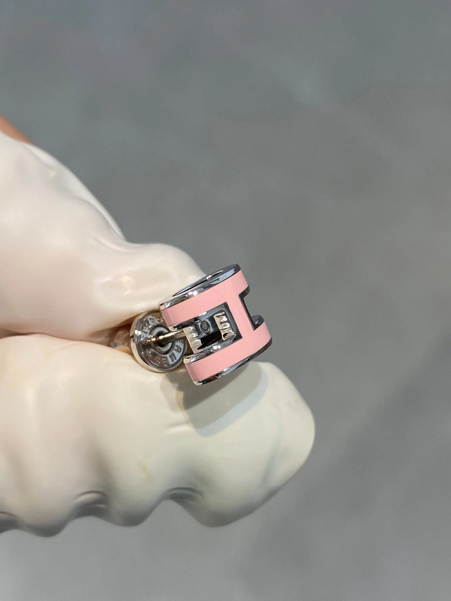 [Hermes]MINI POP H SILVER EARRINGS PINK