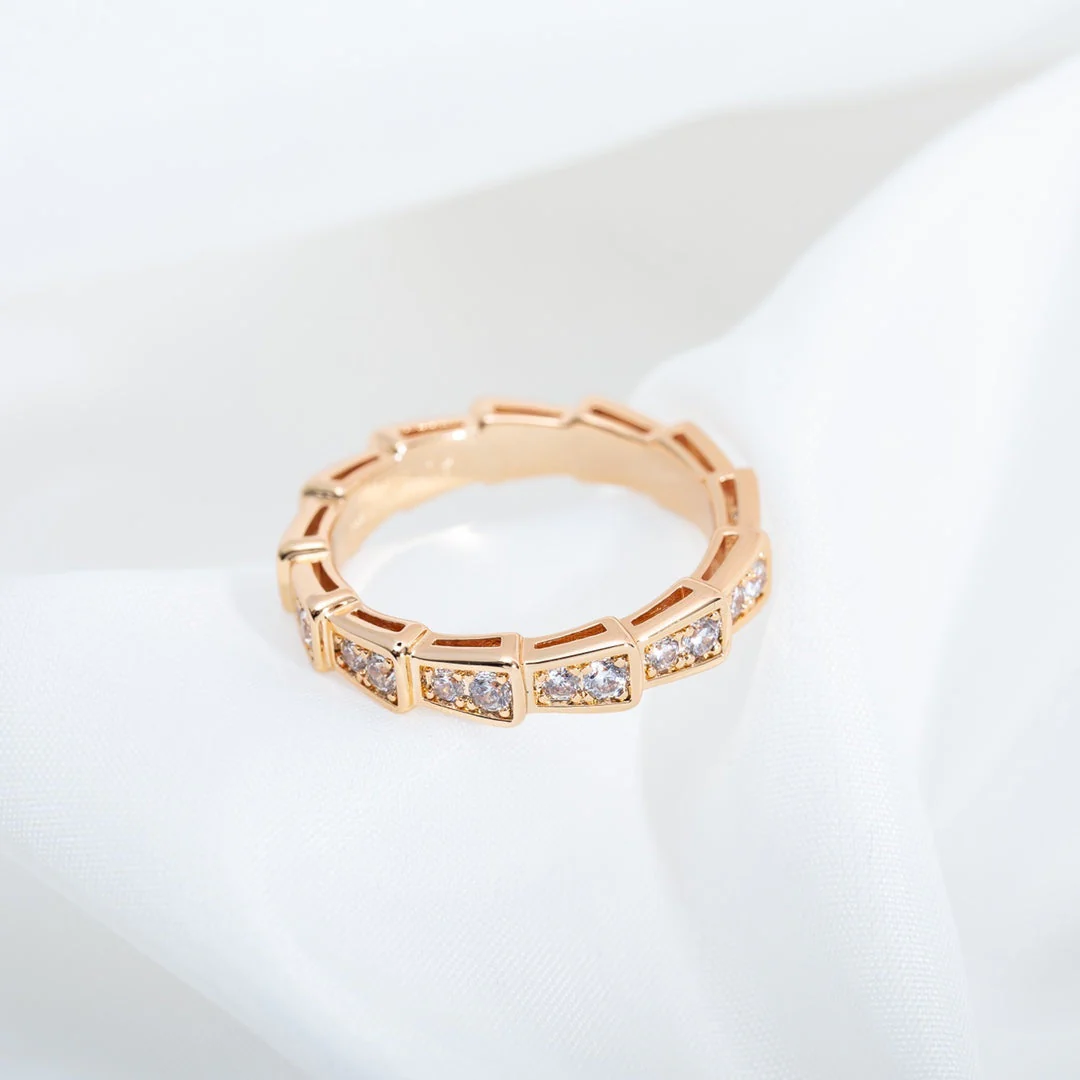[Bulgari]SERPENTI RING PINK GOLD DIAMOND PAVED 3MM