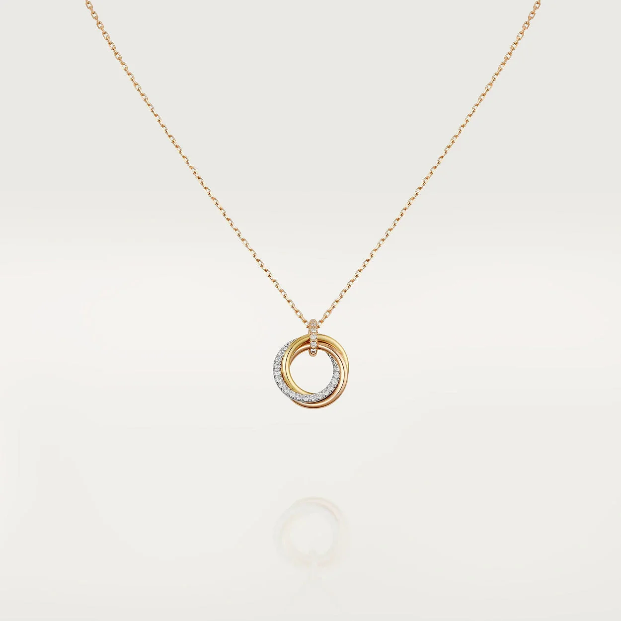 [Cartier]TRINITY NECKLACE SILVER GOLD PINK GOLD DIAMONDS