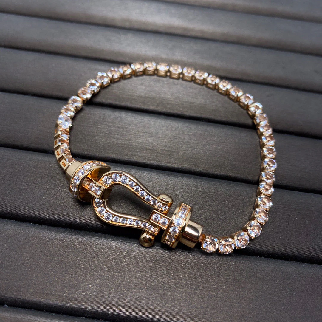 [Fred]FORCE  LARGE HORSESHOE FULL DIAMOND TENNIS BRACELET