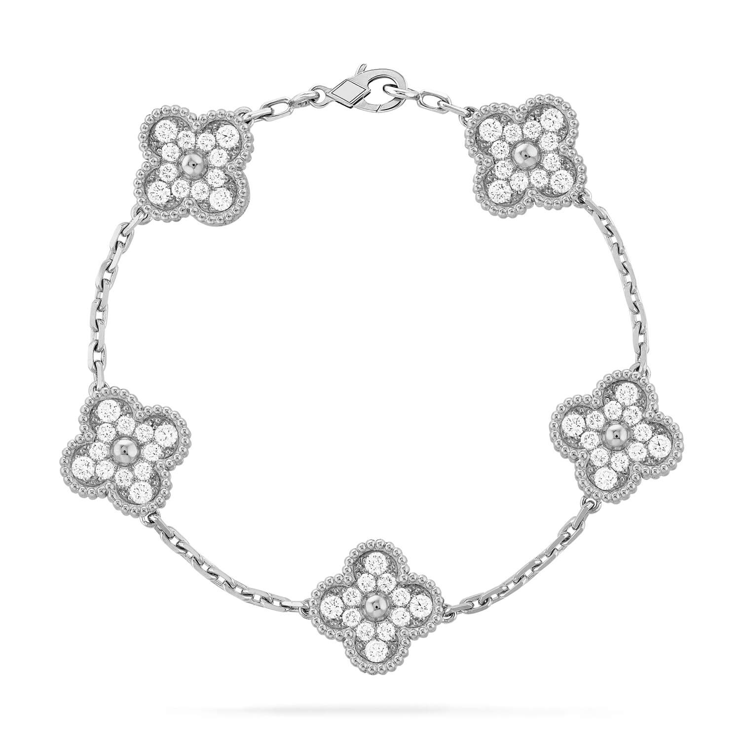 [Van Cleef & Arpels] 5 MOTIFS  DIAMOND BRACELET SILVER