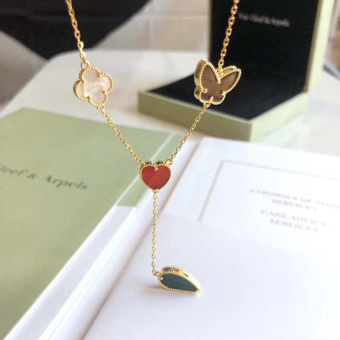 [Van Cleef & Arpels]LUCKY SPRING 4 MOTIFS ROSE GOLD NECKLACE