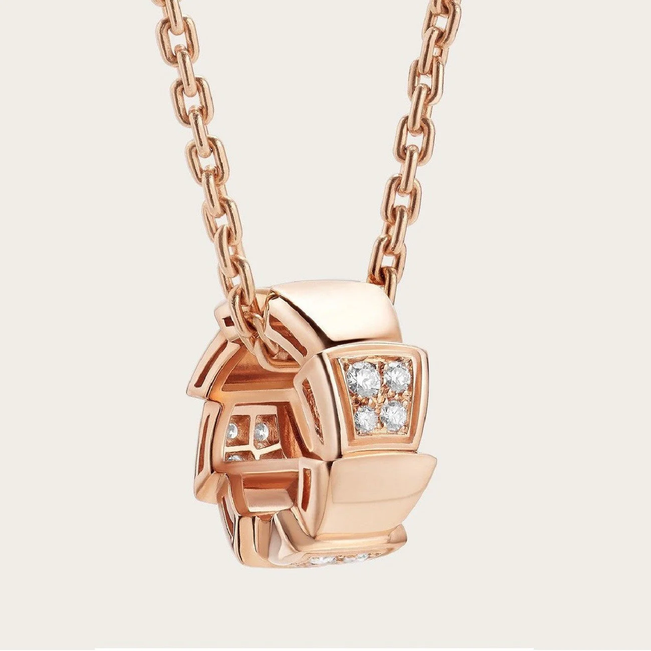 [Bulgari]SERPENTI PEDANT DIAMOND PINK GOLD NECKLACE