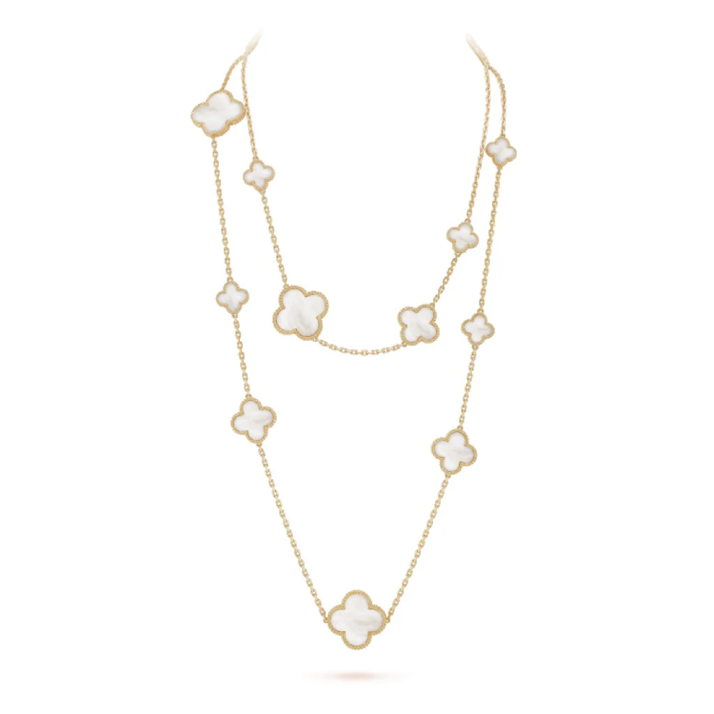 [Van Cleef & Arpels] 16 MOTIF WHITE MOP GOLD NECKLACE