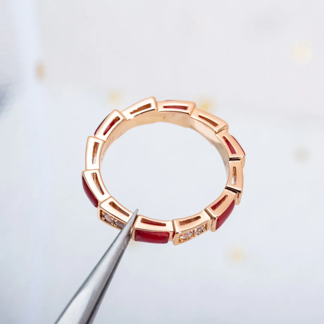 [Bulgari]SERPENTI RING PINK GOLD CARNELIAN DIAMOND 3MM