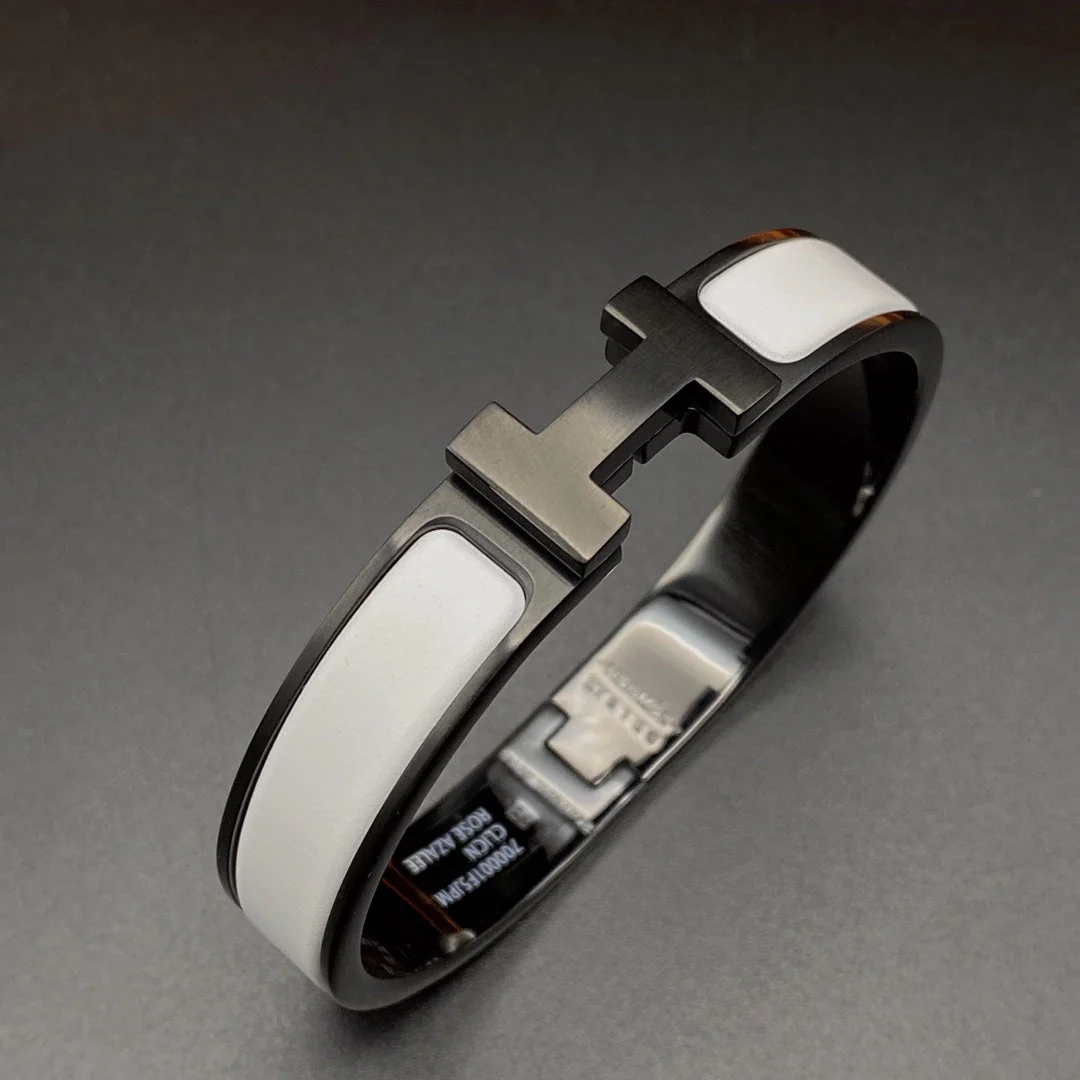 [Hermes]H BRACELET 12MM BLACK WHITE CERAMIC