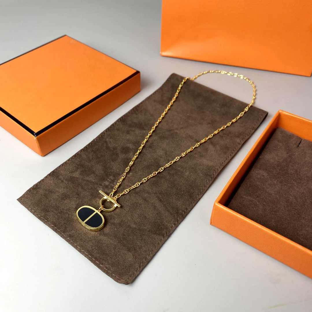 [Hermes]CHAINE VERSO BLACK CERAMIC NECKLACE