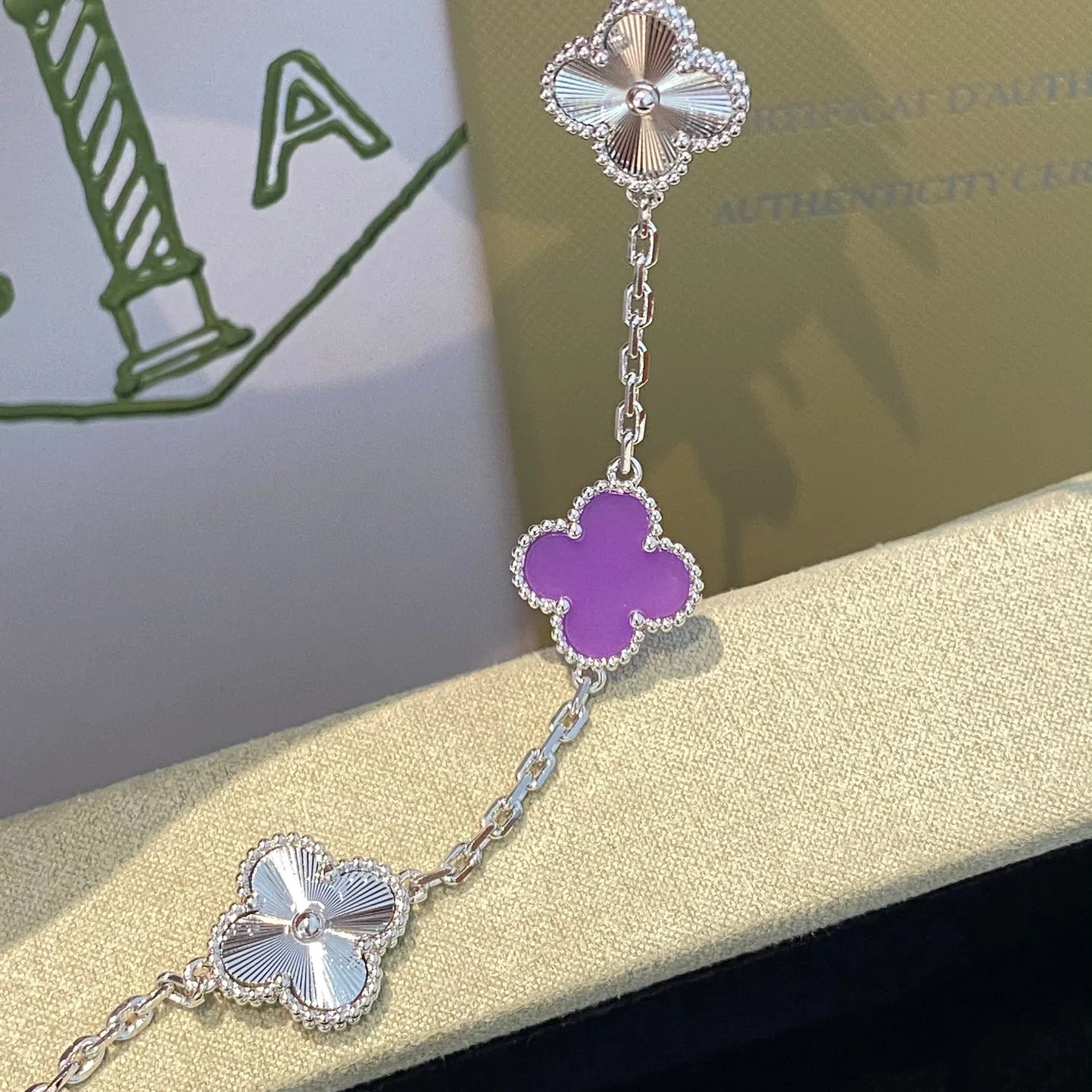 [Van Cleef & Arpels]  5 MOTIFS  PURPLE VIOLET BRACELET SILVER