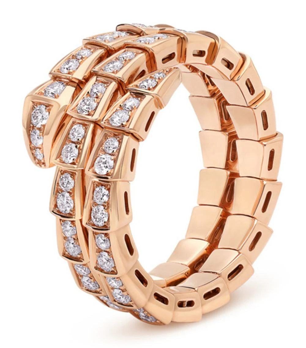 [Bulgari]SERPENTI RING PINK GOLD DIAMOND DOUBLE ROW
