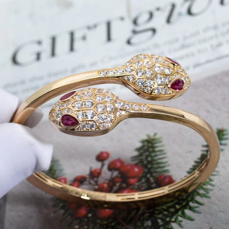 [Bulgari]SERPENTI BRACELET PINK GOLD DIAMOND DOUBLE SNAKE