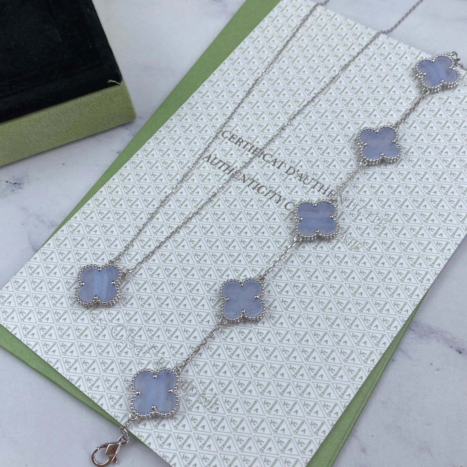 [Van Cleef & Arpels]  5 MOTIF PURPLE CHALCEDONY BRACELET SILVER