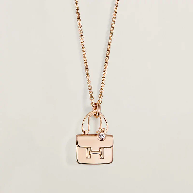[Hermes]AMULETTE PEDANT ROSE GOLD NECKLACE
