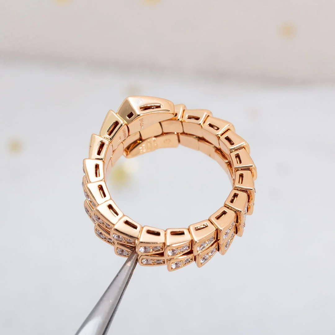 [Bulgari]SERPENTI RING PINK GOLD DIAMOND DOUBLE ROW