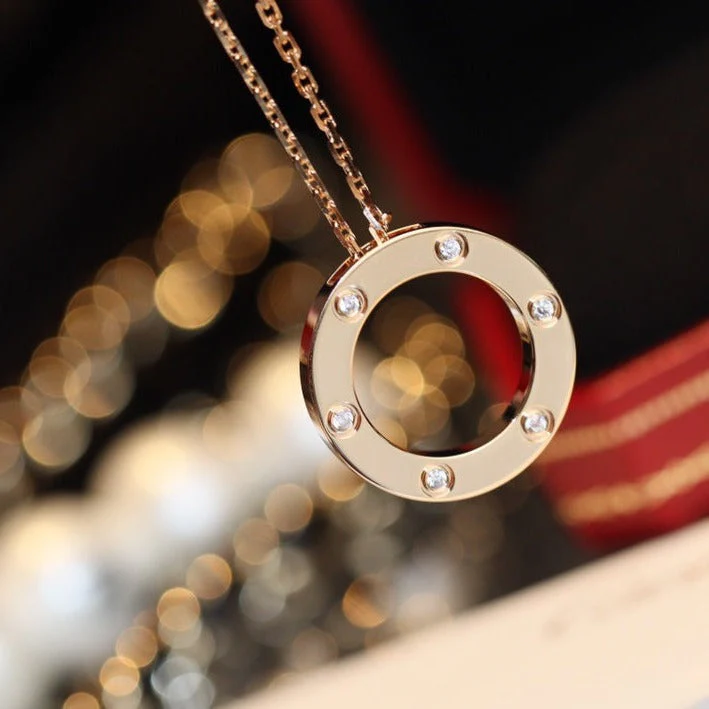 [Cartier]LOVE NECKLACE 16MM 6 DIAMONDS PINK GOLD
