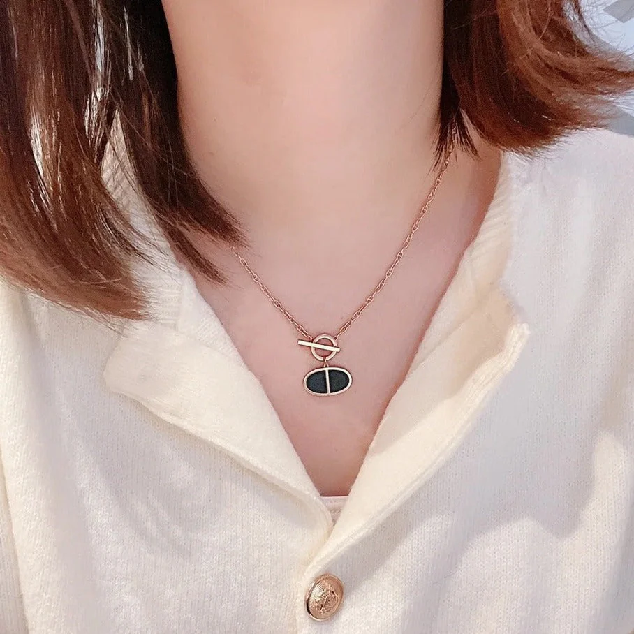 [Hermes]CHAINE VERSO BLACK CERAMIC NECKLACE