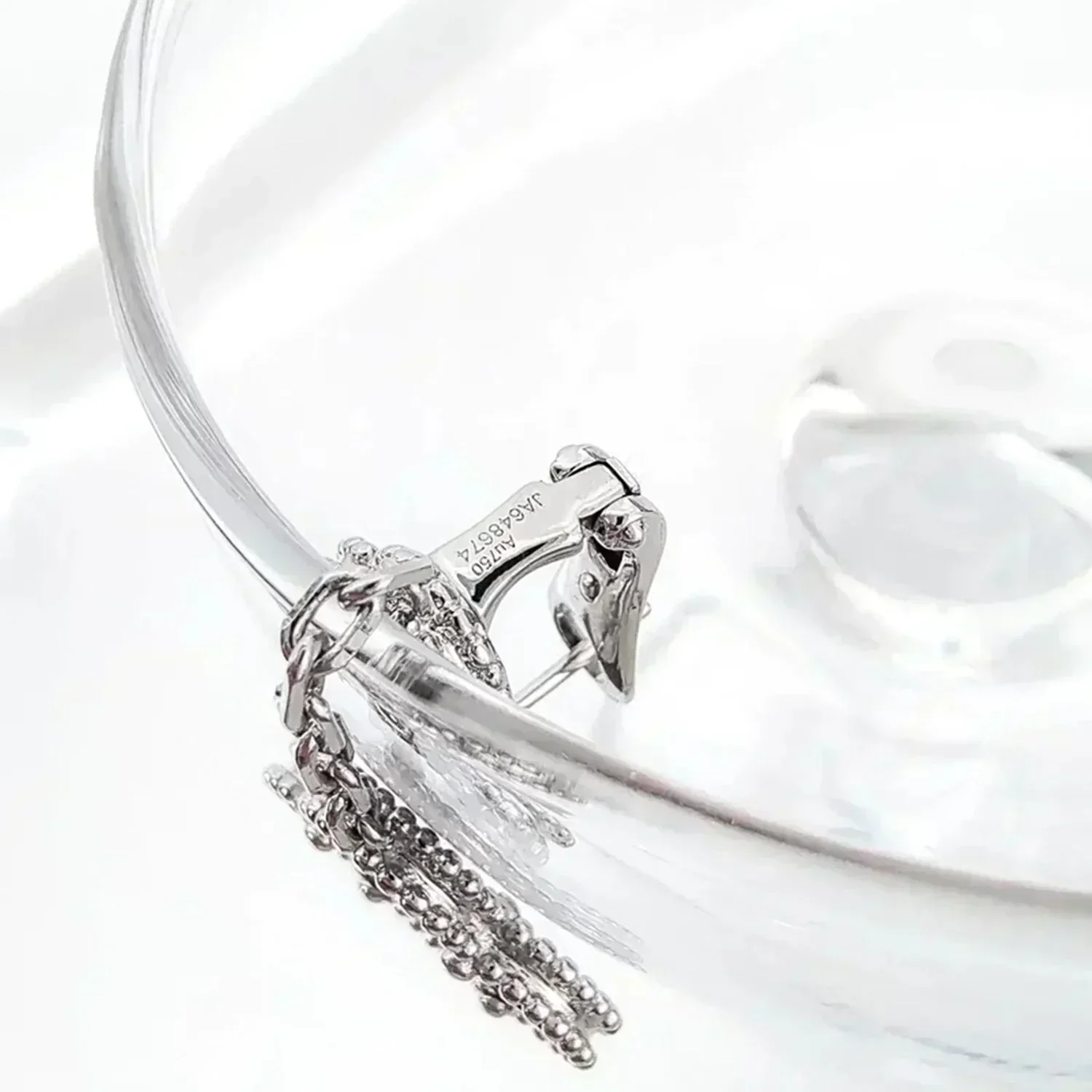 [Van Cleef & Arpels] 2 MOTIFS  DIAMOND ONYX EARRINGS SILVER