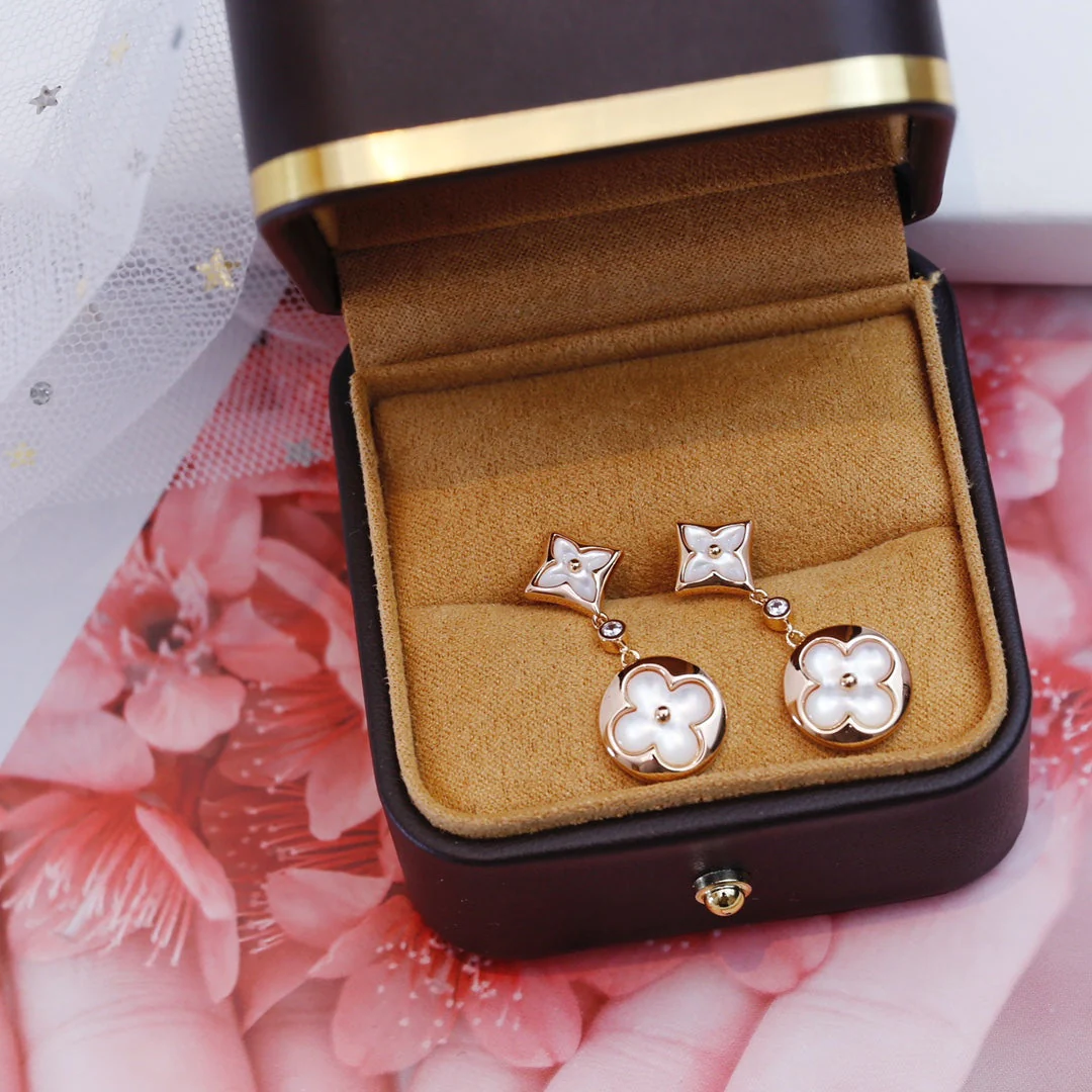 [Louis vuitton]STAR AND SUN PINK GOLD MOP DROP EARRINGS