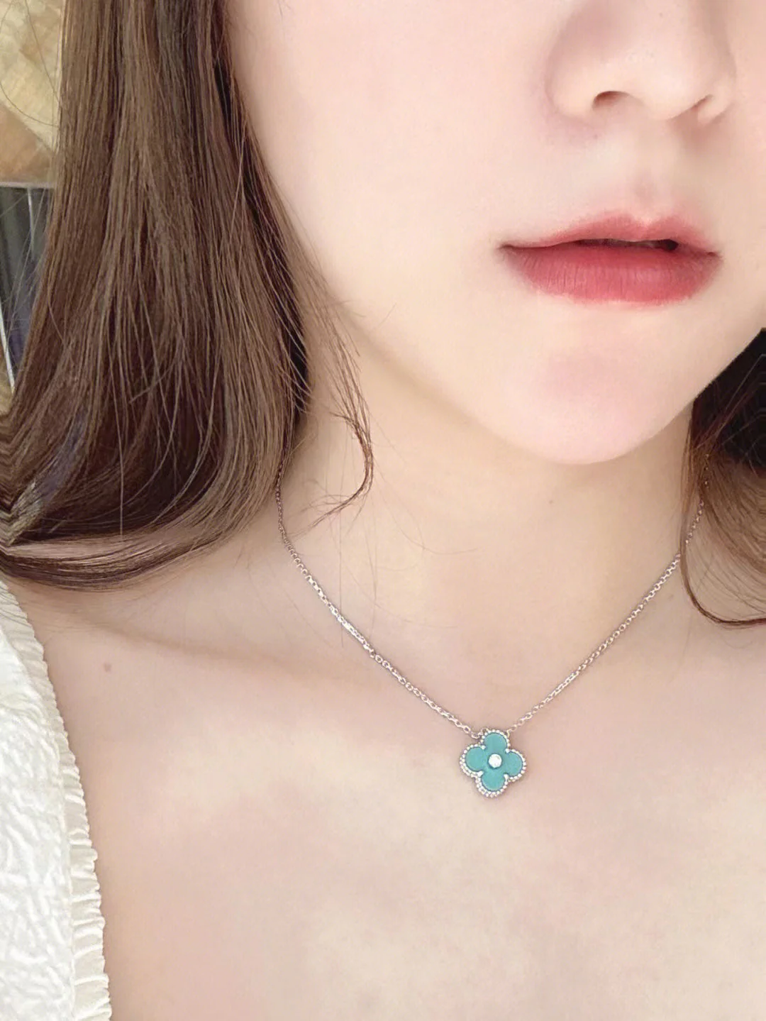 [Van Cleef & Arpels] 1 DIAMOND LIGHT BLUE SILVER NECKLACE
