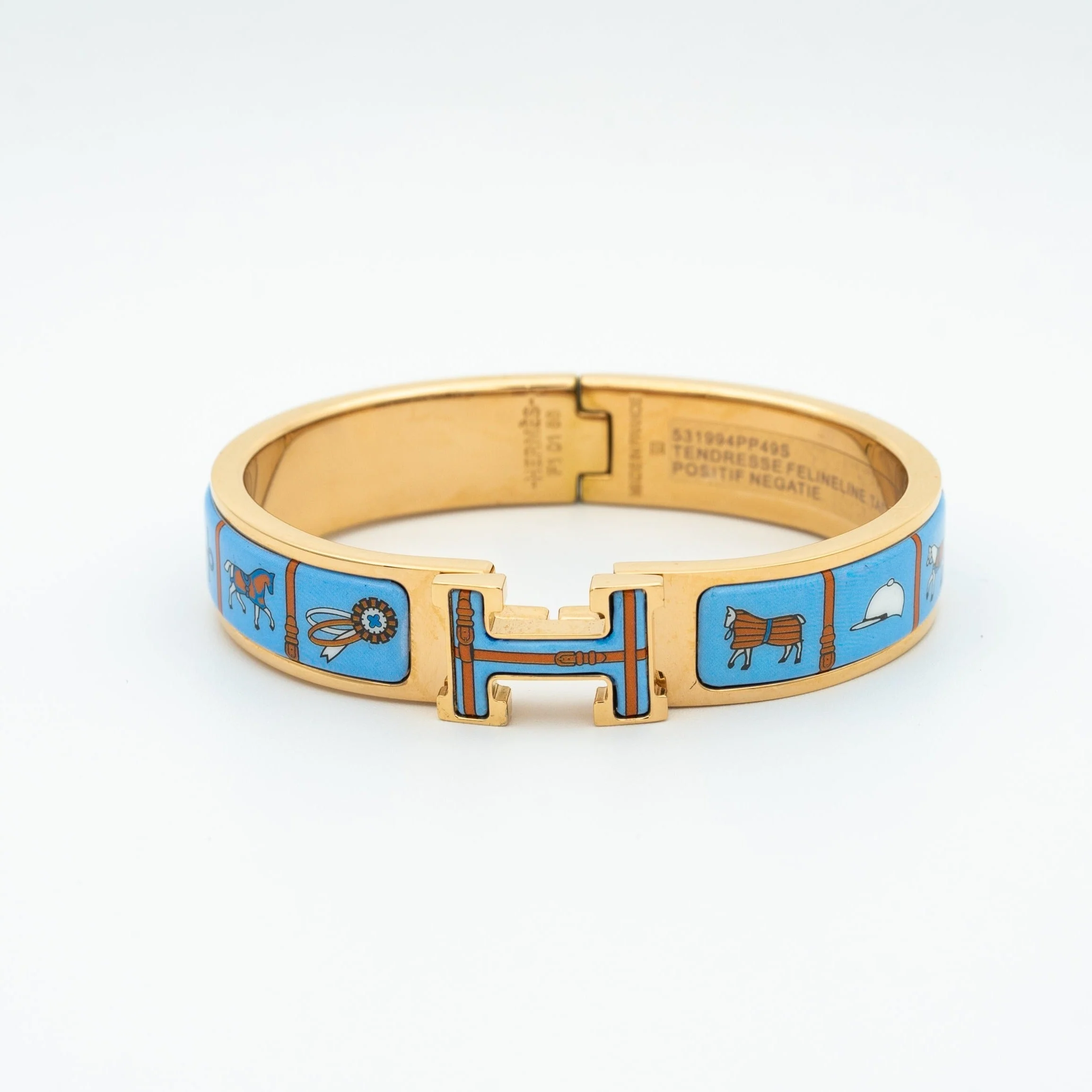 [Hermes]H PINK GOLD BRACELET BLUE CERAMIC
