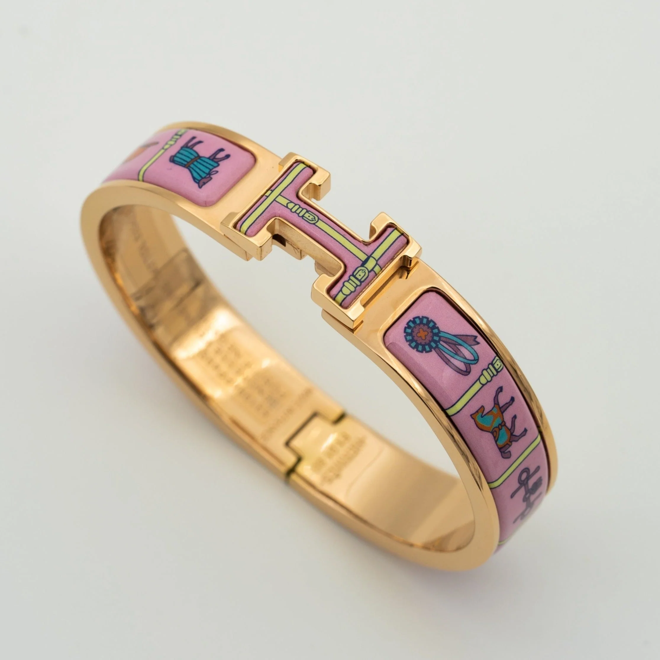 [Hermes]H PINK GOLD BRACELET PINK CERAMIC
