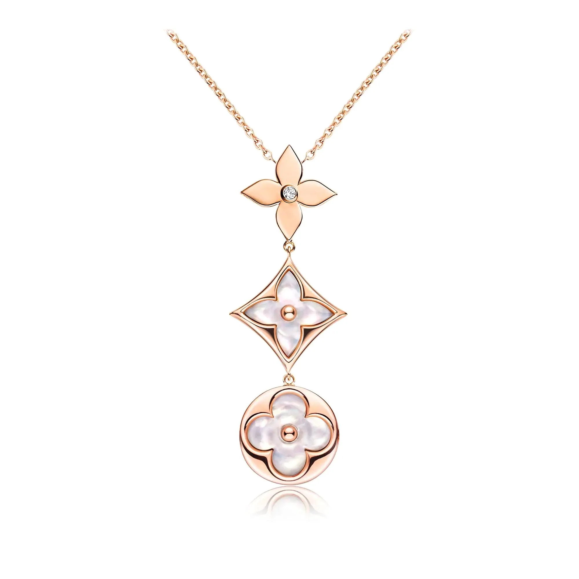 [Louis vuitton]COLOR BLOSSOM LARIAT NECKLACE PINK GOLD WHITE MOTHER PEARL AND DIAMOND