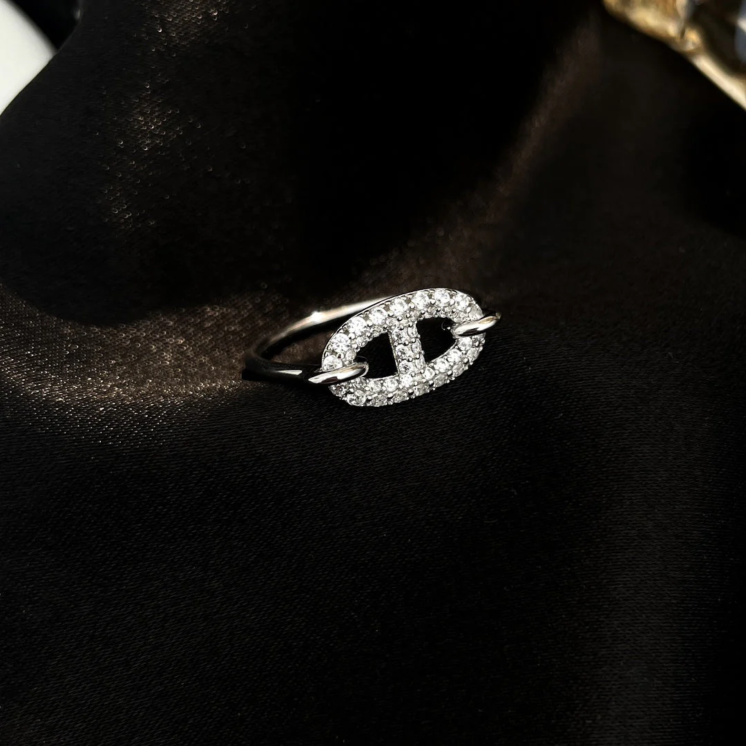 [Hermes]RONDE SMALL SILVER DIAMOND RING