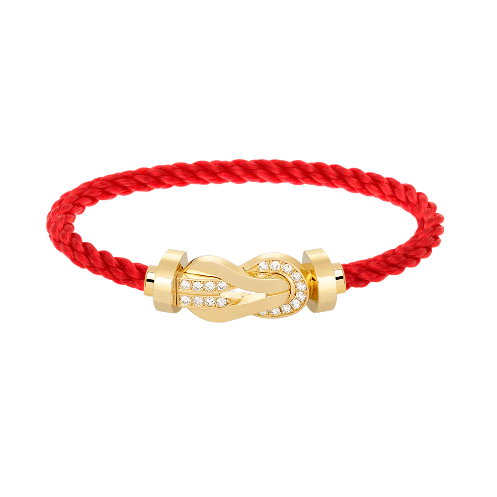 [Fred]CHANCE LARGE 8 FIGURE BUCKLE HALF DIAMOND BRACELET GOLD