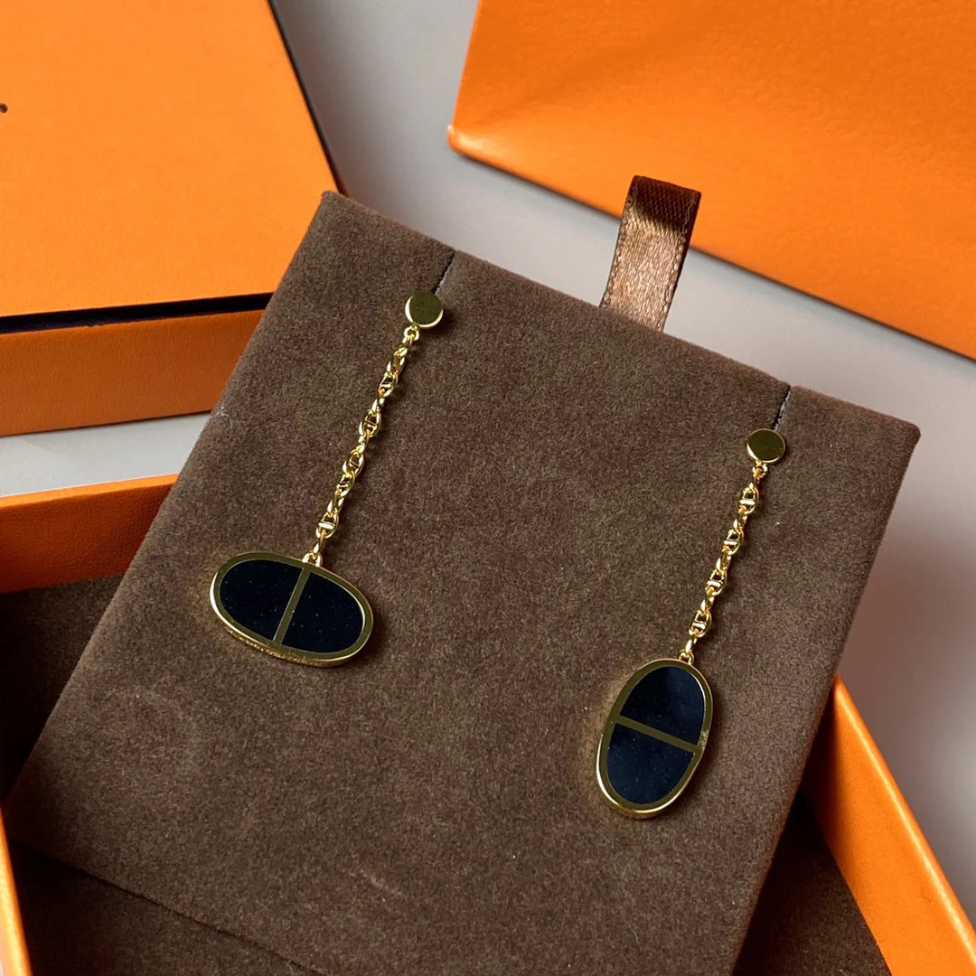 [Hermes]CHAINE VERSO BLACK CERAMIC EARRINGS