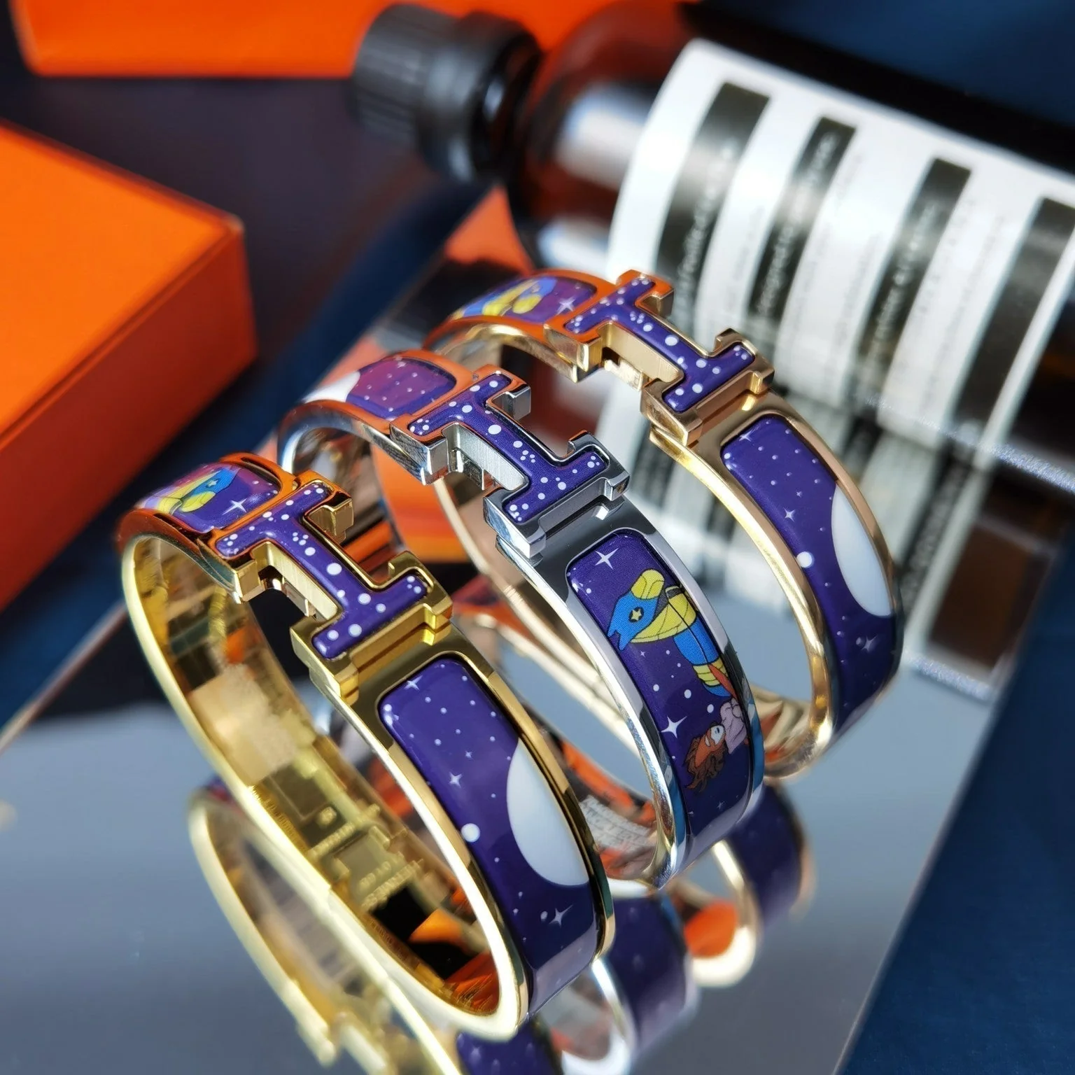 [Hermes]H STAR AND MOON BRACELET 12MM