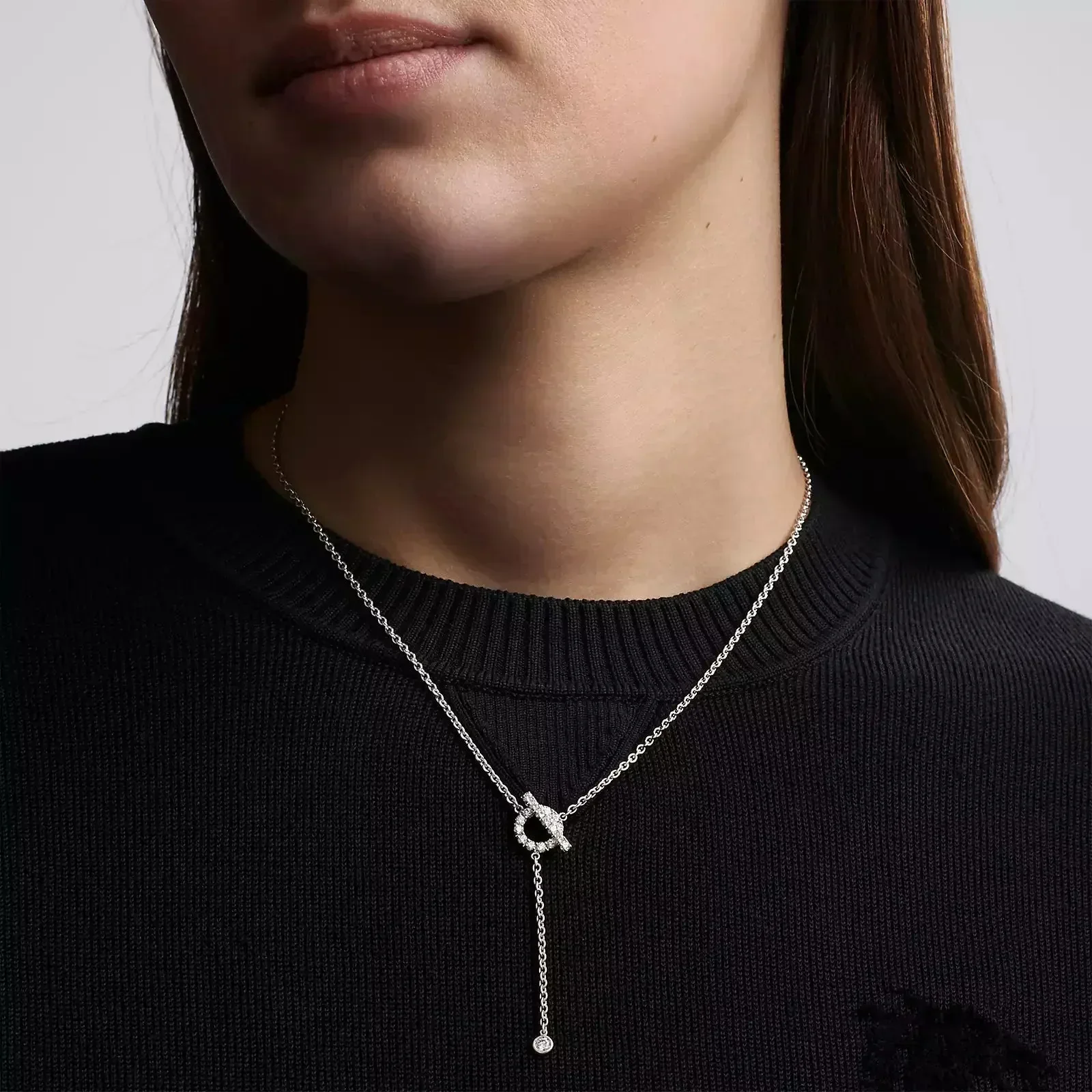 [Hermes]FINESSE SILVER DIAMOND NECKLACE