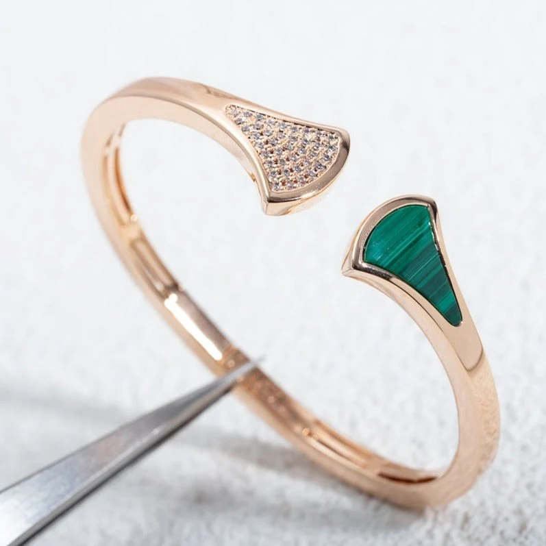 [Bulgari]DREAM BRACELET OPEN MALACHITE PINK GOLD