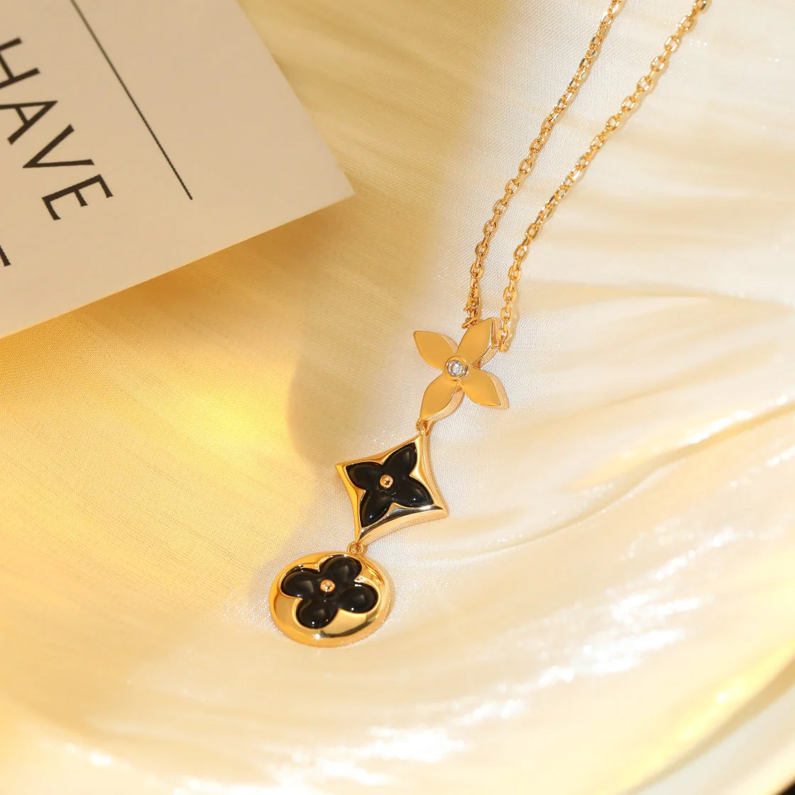[Louis vuitton]STAR AND SUN ONYX PINK GOLD NECKLACE