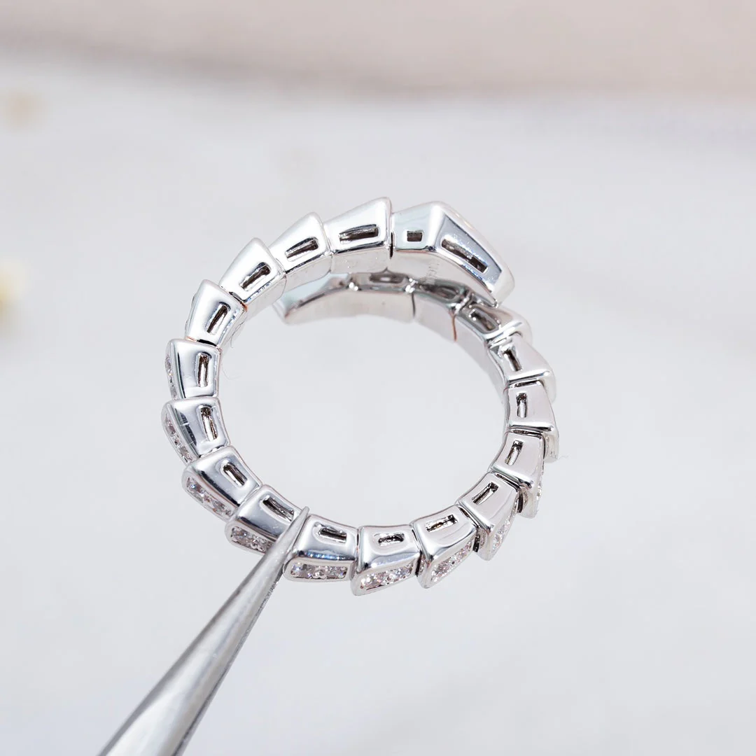 [Bulgari]SERPENTI RING SILVER DIAMOND PAVED 4MM