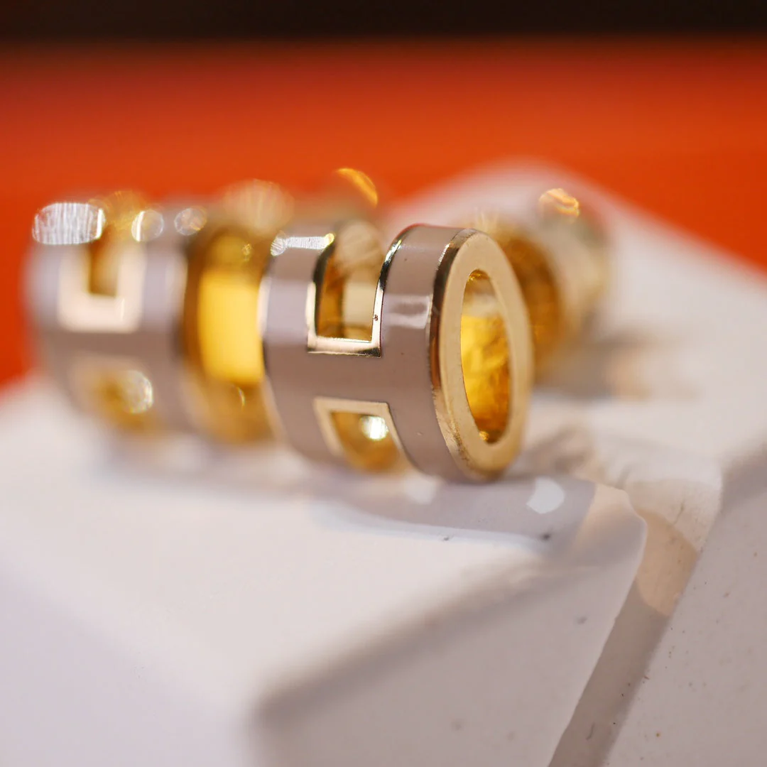 [Hermes]MINI POP H GOLD EARRINGS GREY