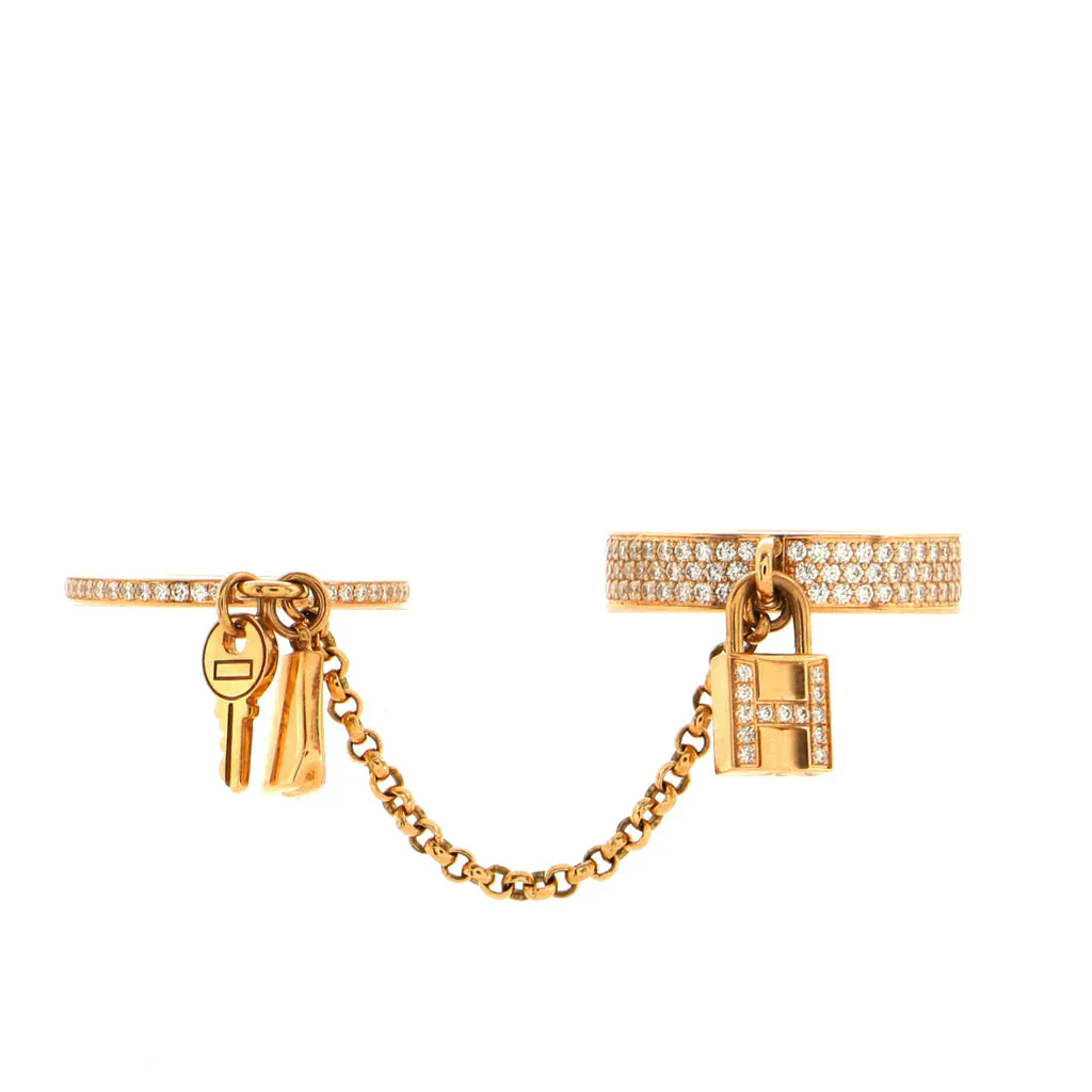 [Hermes]HM KELLY CLOCHETTE DOUBLE RING IN ROSE GOLD WITH DIAMONDS