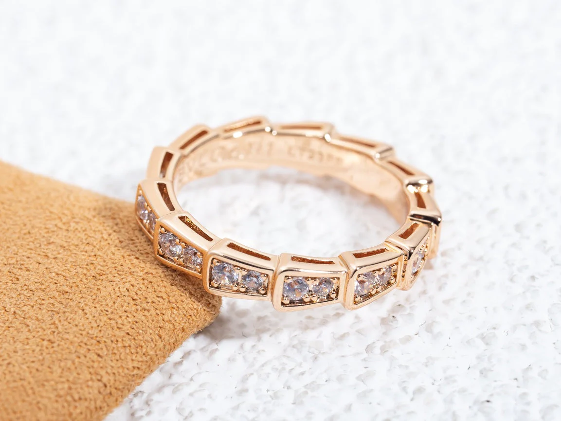 [Bulgari]SERPENTI RING PINK GOLD DIAMOND PAVED 3MM