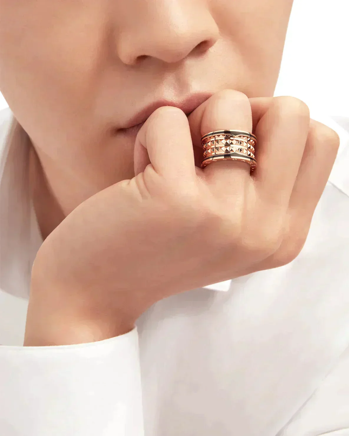 [Bulgari]ZERO 1 ROCK BLACK CERAMIC PINK GOLD LARGE MODEL